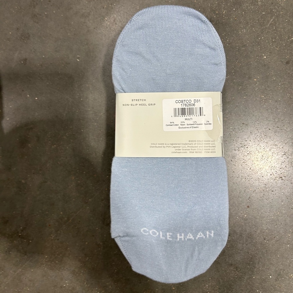 COLE HAAN Women's 8 pairs  Liner Socks, multicolored stretch non-slip heel grip